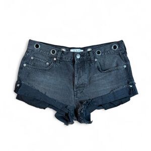 Free People We the Free Sashed & Relaxed denim shorts washed black size 28